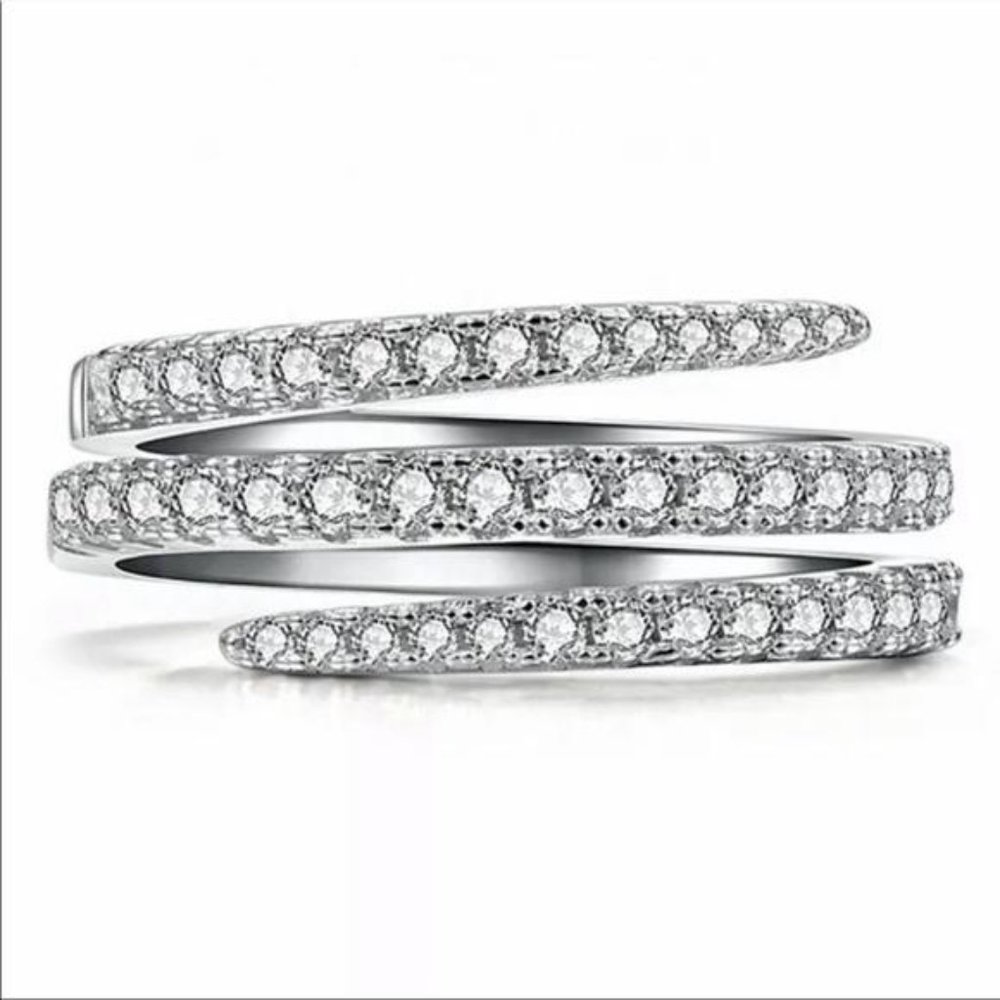 3 LAYER 925 STERLING SILVER DIAMOND RING, CUTE RING, SHINY RING. - Picture 5 of 5